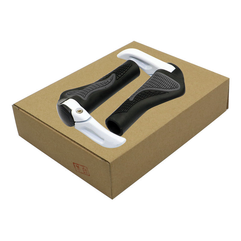 Juego de manillar de bicicleta de montaña, mango ergonómico de aleación de aluminio con forma de cuerno de oveja y cerradura de goma