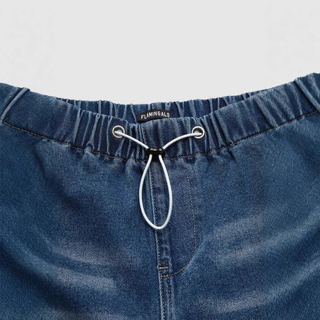 Mid waist wide leg pleated loose jeans women's street retro straight leg pants women - V.I.P Digital Presence