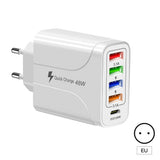 4USB+Type-C mobile phone charger PD18W 5-in-1 charging head 48W charger PD interface charger - V.I.P Digital Presence
