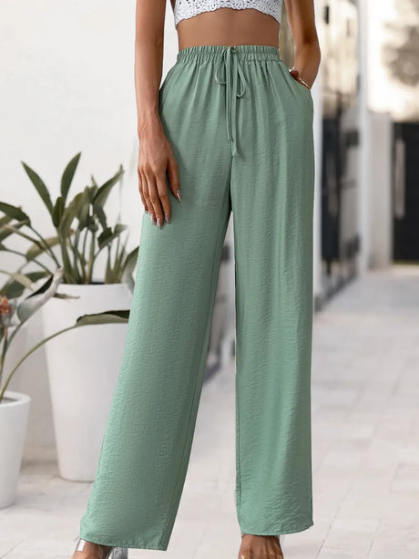 Tied High Waist Wide Leg Pants - V.I.P Digital Presence