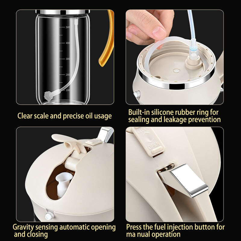 Food Grade Oil Pot Dual Use Glass Oil Spray Bottle Household Spray Sesame Oil Bottle Automatic Opening and Closing - V.I.P Digital Presence