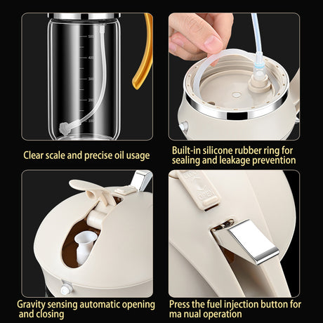 Food Grade Oil Pot Dual Use Glass Oil Spray Bottle Household Spray Sesame Oil Bottle Automatic Opening and Closing - V.I.P Digital Presence