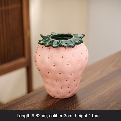 Strawberry ceramic vase, flower arrangement, living room home decoration ornament, hydroponic flower pot, high-end and high aest - V.I.P Digital Presence