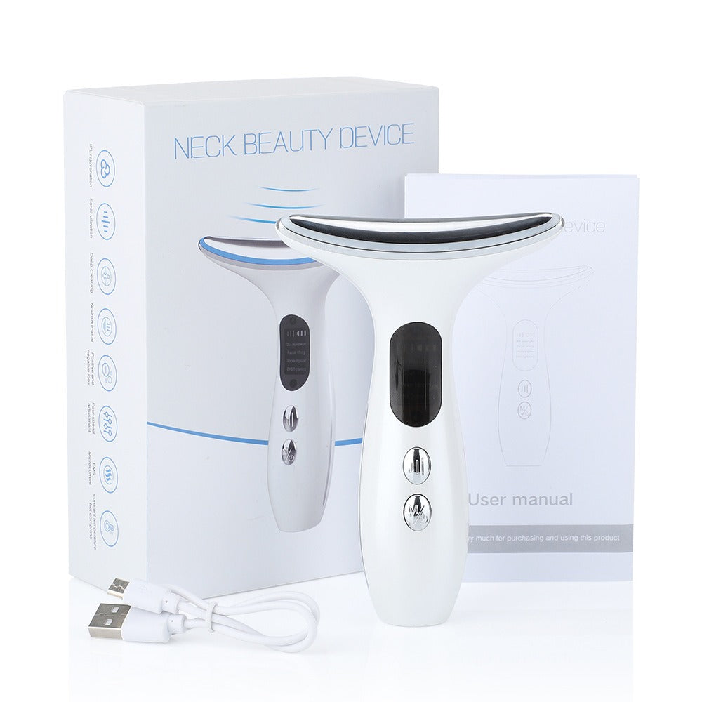 Facial Lift Anti Wrinkle Reduce Double Chin 3 Colors LED Photon Therapy EMS Face Neck Massager Beauty Device - V.I.P Digital Presence