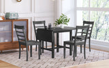 TOPMAX 5-piece square wooden pendant light expandable dining table set with 4 ladder back chairs  Gray - V.I.P Digital Presence