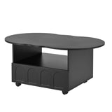 ON-TRANS flexible cream style coffee table with 2 brake wheels, drawers, large storage space,black, 39.37 '' x 23.6 '' - V.I.P Digital Presence
