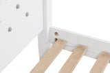 Twin Bed with Button-Decoration Headboard, with Bed Slats,White - V.I.P Digital Presence