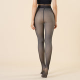 Wearing fake flesh through oversized single crotch leggings for warmth, women's bare legs with plush and thick translucent pantyhose - V.I.P Digital Presence