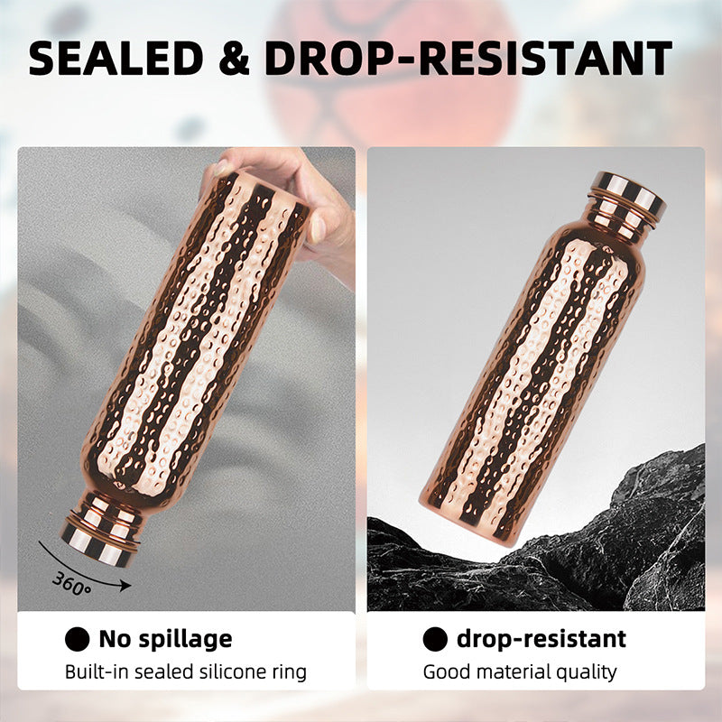 800ML Copper Hammer - Pattern Water Bottle: Leakproof, for Sports/Outdoor/Cycling/Gym/Fitness/Travel - V.I.P Digital Presence