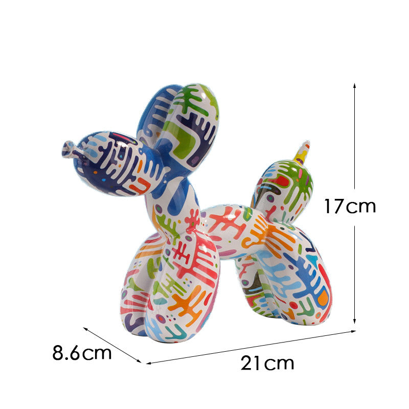 New black and white plaid balloon dog ornaments creative TV cabinet wine cabinet living room porch resin crafts - V.I.P Digital Presence