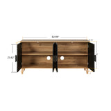 Black Carved Symmetrical Design Door And Wood Coloured Frame For TV Stand Table,Living Room ,Entryway - V.I.P Digital Presence