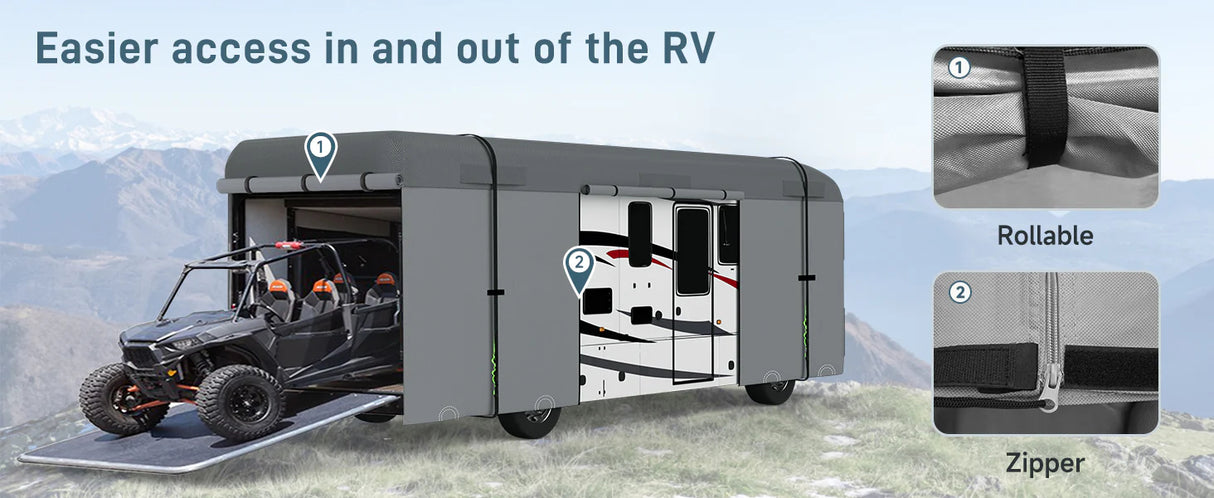 Umbrauto Class A RV Cover Upgraded Heavy Duty 7 Layers Top Windproof Breathable Class A Motorhome Camper Cover,Grey - V.I.P Digital Presence