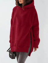 Slit Pocketed Raglan Sleeve Hoodie - V.I.P Digital Presence