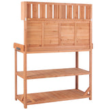 65" Large Wooden Farmhouse Rustic Outdoor Potting Bench Table Garden Potting Bench with 4 Storage Shelves and Side Hook,Natural - V.I.P Digital Presence