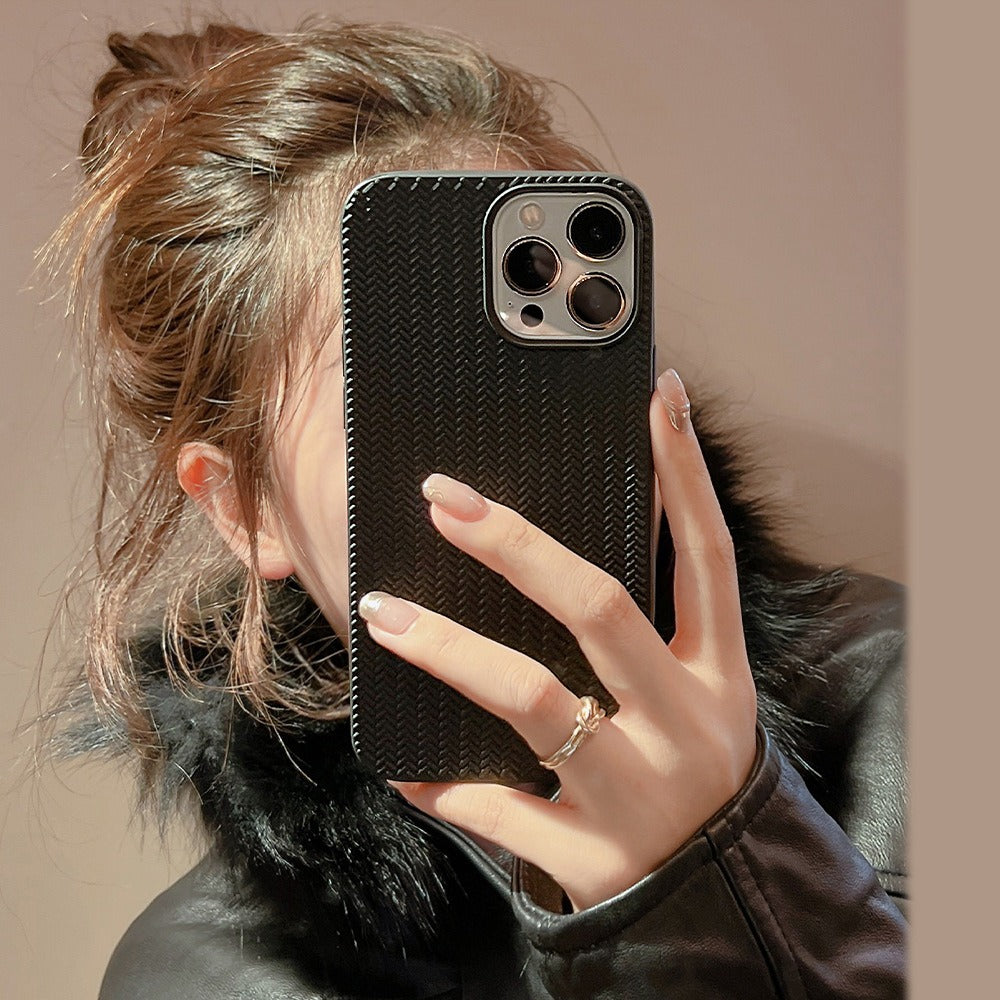 Simple and advanced 13 suitable for iPhone 14 iPhone case 14 Pro Max weaving 15 Knitted pattern X Solid color 11 - V.I.P Digital Presence