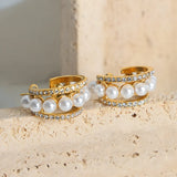 Pearl Titanium Steel C-Hoop Earrings - V.I.P Digital Presence