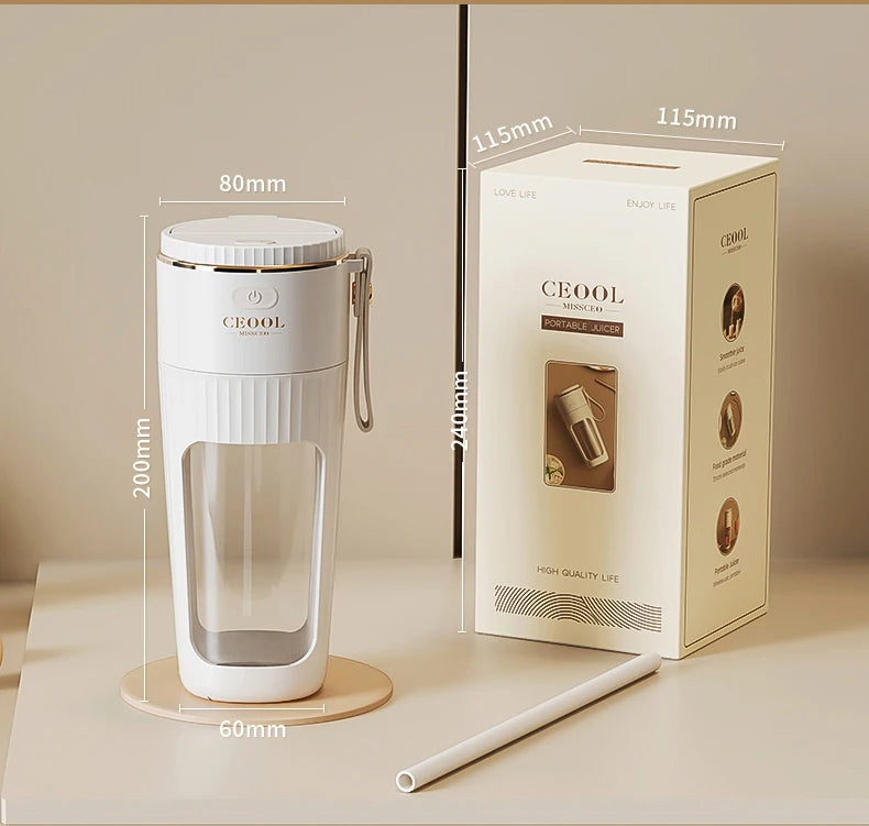 340ML portable Juicer Wireless with straw Electric Blender for juice milkshake ce cube food supplement Smoothie Mixer - V.I.P Digital Presence