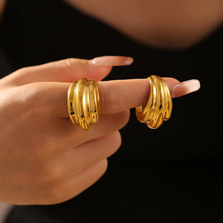 18K Gold-Plated Titanium Steel Open Ring - V.I.P Digital Presence