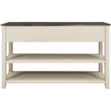 Retro Design Console Table with Two Open Shelves, Pine Solid Wood Frame and Legs for Living Room (Espresso+Beige) - V.I.P Digital Presence