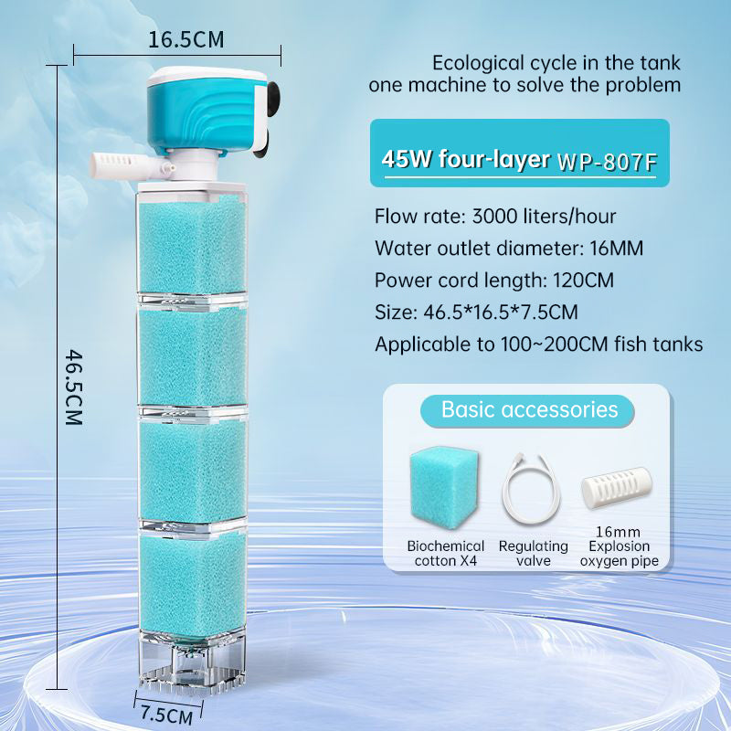 Multifunctional Aquarium Sponge Filter: Water Purifier, Pump, Wave Maker, with Suction Cup & Air Pump - V.I.P Digital Presence