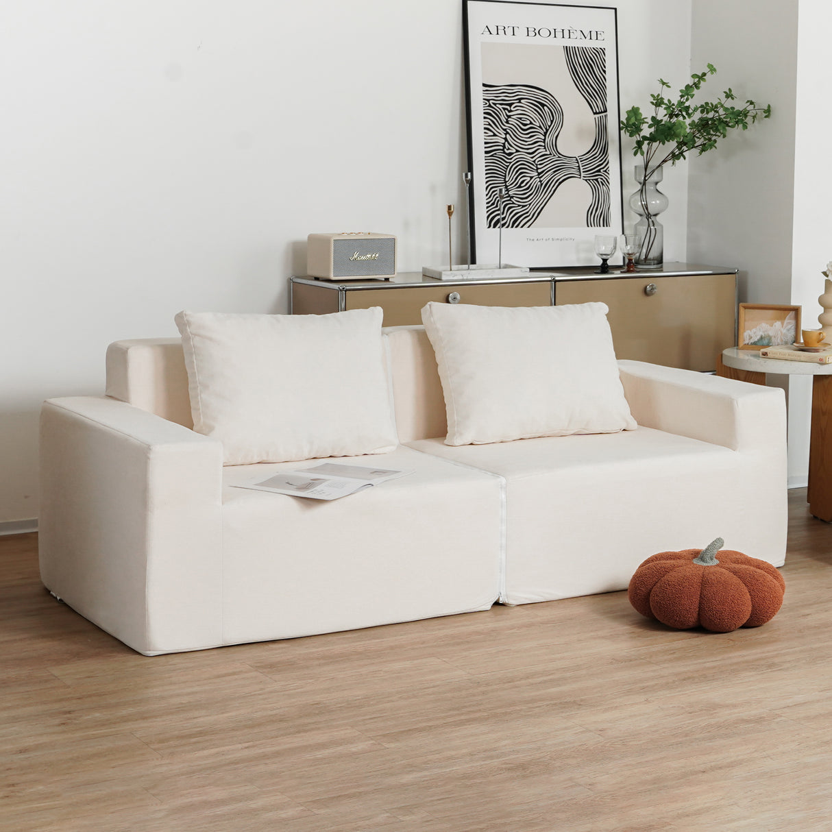 No Installation&Convertible Living room foam sofa chair Loveseat Twin Size with Armrests Removable and Machine Washable Cover - V.I.P Digital Presence