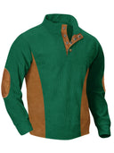European men's casual stand up collar long sleeved corduroy sweatshirt with pit stripe - V.I.P Digital Presence