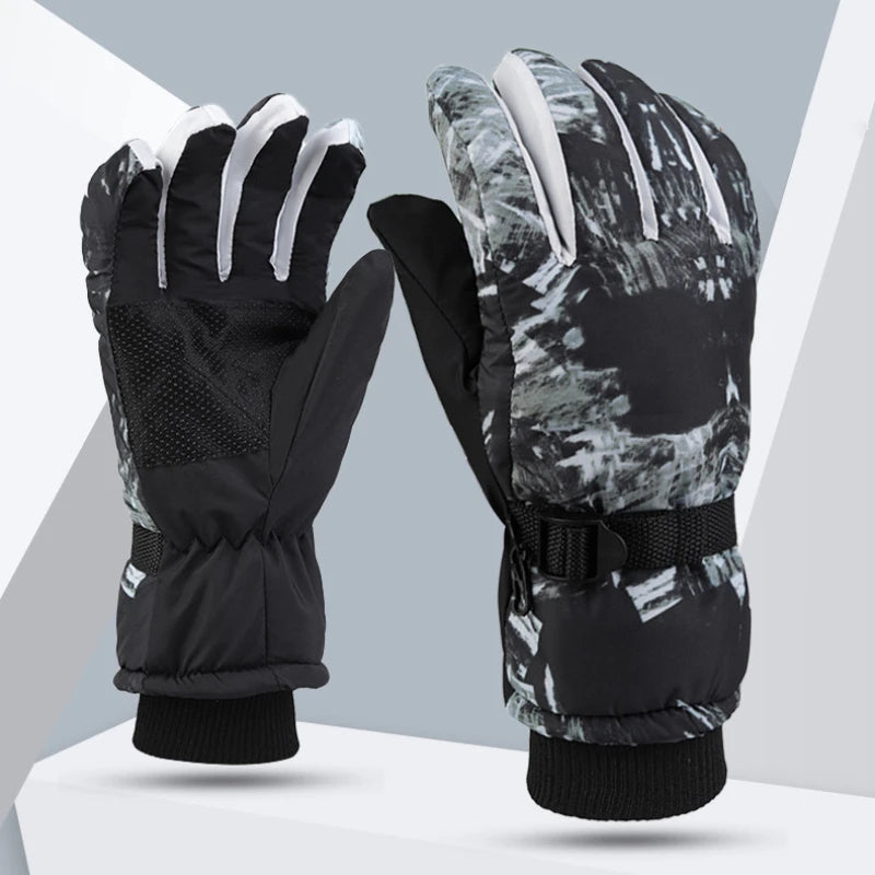 Winter Ski Gloves Warm Thermal Men Women Thickened Cotton Waterproof Non-Slip Warm Riding Outdoor Graffiti Snowboard Cycling - V.I.P Digital Presence