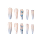 Ins Net Red With The Same Blue Butterfly Point Drill V-Shaped French Style Personality Trend Wearing Manicure Nail Patch - V.I.P Digital Presence