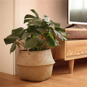 Scandinavian Style Wicker Handbasket Flower Pot Rattan Weave Plant Grass Woven Floor Folding Wicker Basket Weaving - V.I.P Digital Presence