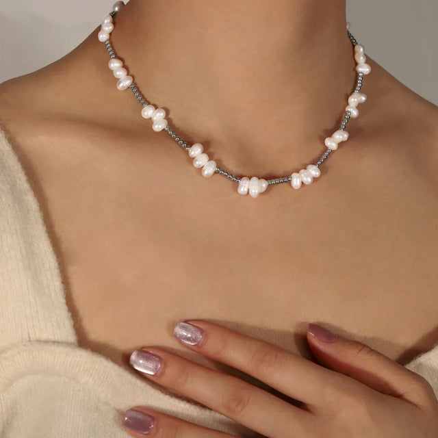 Freshwater Pearl Titanium Steel Bead Necklace - V.I.P Digital Presence