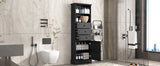 Black high storage cabinet with 3 drawers and adjustable shelves, MDF board painted - V.I.P Digital Presence