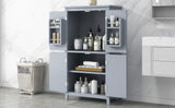 Bathroom floor storage cabinet, bathroom storage cabinet, 4-door independent cabinet, adjustable shelf, adaptive shelf, gray - V.I.P Digital Presence