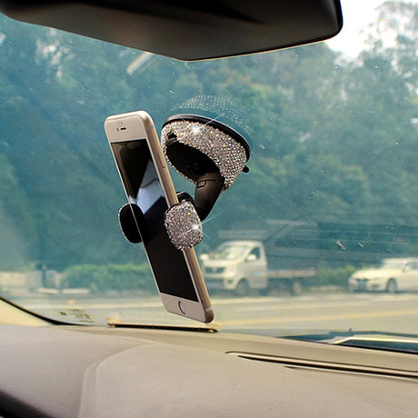 3 in 1 360 Degree Car Phone Holder for Car Dashboard Auto Windows and Air Vent with DIY Crystal Diamond Type for BMW for Toyota - V.I.P Digital Presence