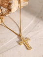 18K Gold-Plated Inlaid Zircon Cross Necklace - V.I.P Digital Presence