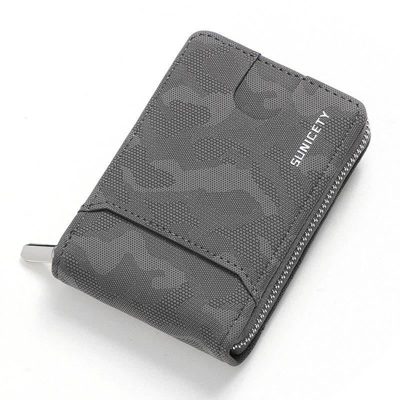 RFID Zipper Large Capacity Certificate Credit Multi Card Man's Organ Card Case PU Camouflage Wallet - V.I.P Digital Presence