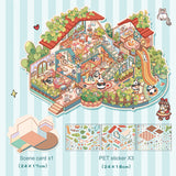 Landscape stickers large 3D stereoscopic scene collage miniature scene ledger stickers DIY stickers
