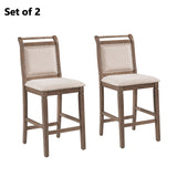 TOPMAX 3-Piece Wood Counter Height Drop Leaf Dining Table Set with 2 Upholstered Dining Chairs for Small Place, Brown