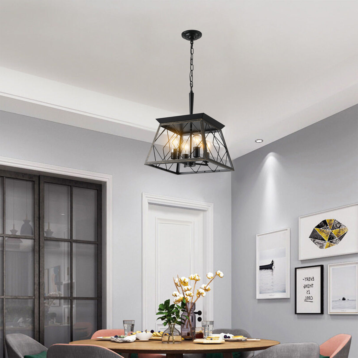 Farmhouse Chandelier  4-Light Vintage Antique Chandeliers Light Fixture For Kitchen Dining Room Living Room(No Bulbs) - V.I.P Digital Presence