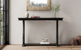 48-Inch Rustic Vintage Console Table --- Farmhouse Style Entryway Table with Open Shelf and Sturdy Construction (Black) - V.I.P Digital Presence