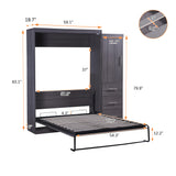 Full Size Murphy Bed with Wardrobe and Drawers, Storage Bed, can be Folded into a Cabinet, Gray - V.I.P Digital Presence