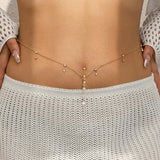 Sexy rhinestone puncture navel nail waist chain, sweet and cool summer body chain - V.I.P Digital Presence