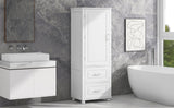 Tall bathroom storage cabinet with two drawers and adjustable shelves for independent storage - V.I.P Digital Presence