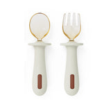 Adjustable color PPSU silicone fork and spoon set, children's stainless steel spoon and fork, baby training supplementary food tableware set of 2 pieces - V.I.P Digital Presence