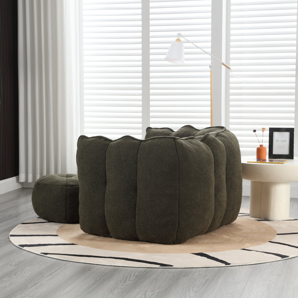 Soft Bean Bag Chair with High Resilient Foam(Chips)for living room and bedroom,Comfortable Square Lazy Sofa with Footstool - V.I.P Digital Presence