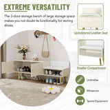 Modern Shoe Storage Bench with Hidden Storage and Upholstered Cushions for Bedside, Living Room and Entryway ((Antique White) - V.I.P Digital Presence