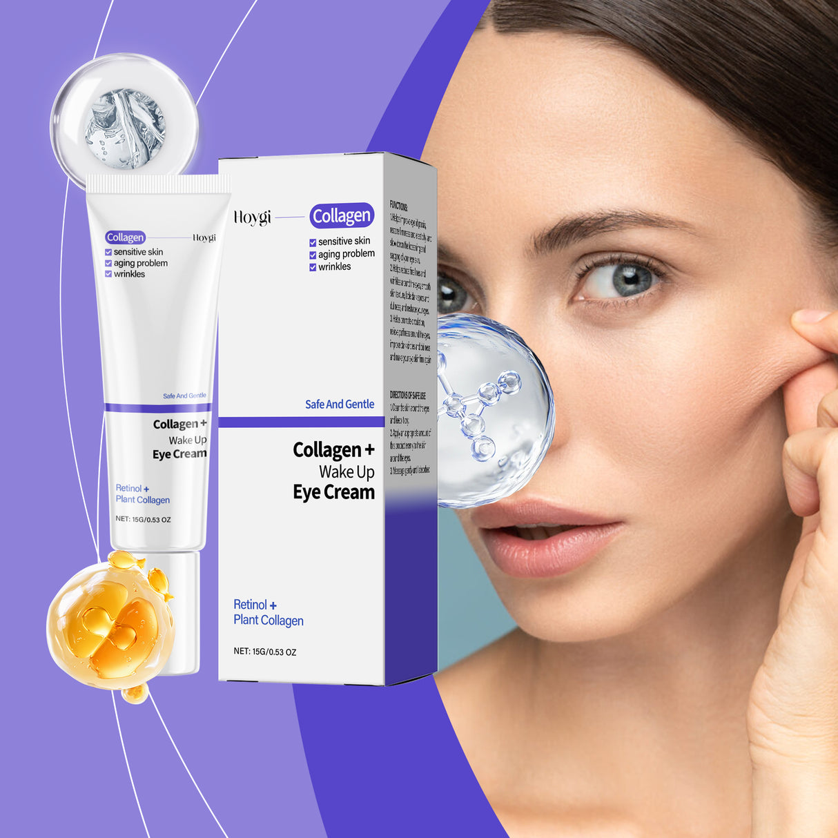 Crema reafirmante para ojos, suave, delicada, hidratante y suavizante para mejorar las líneas finas alrededor de los ojos.