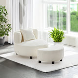 Modern Chair, Single Teddy Fabric Sofa Chair with Ottoman Foot Rest Comfy chair for Living Room Bedroom and Office,Beige - V.I.P Digital Presence