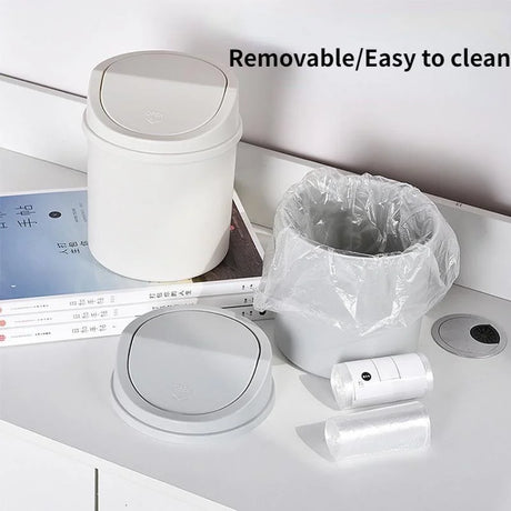 Minimalist plastic desktop trash can household press type with lid miscellaneous bin mini makeup table storage bin - V.I.P Digital Presence