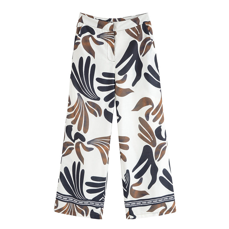 Spring and Summer NewStyle Design Sense Unique All-Match Casual Loose Retro Commuting Printed Wide-Leg Pants - V.I.P Digital Presence