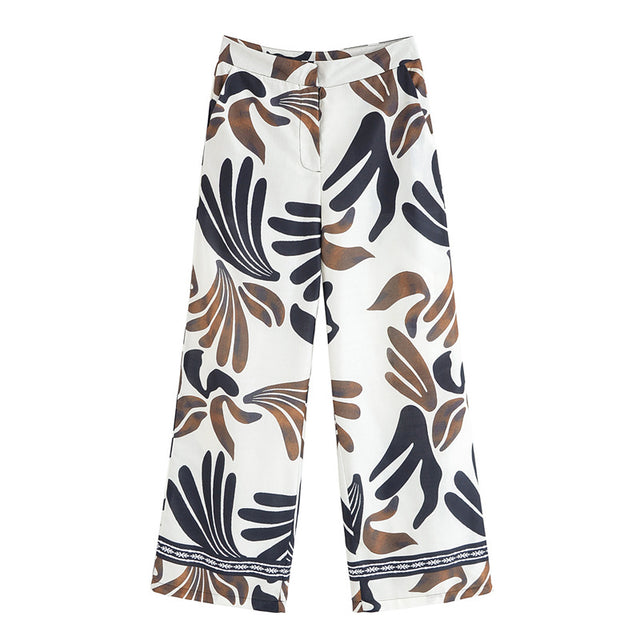 Spring and Summer NewStyle Design Sense Unique All-Match Casual Loose Retro Commuting Printed Wide-Leg Pants - V.I.P Digital Presence